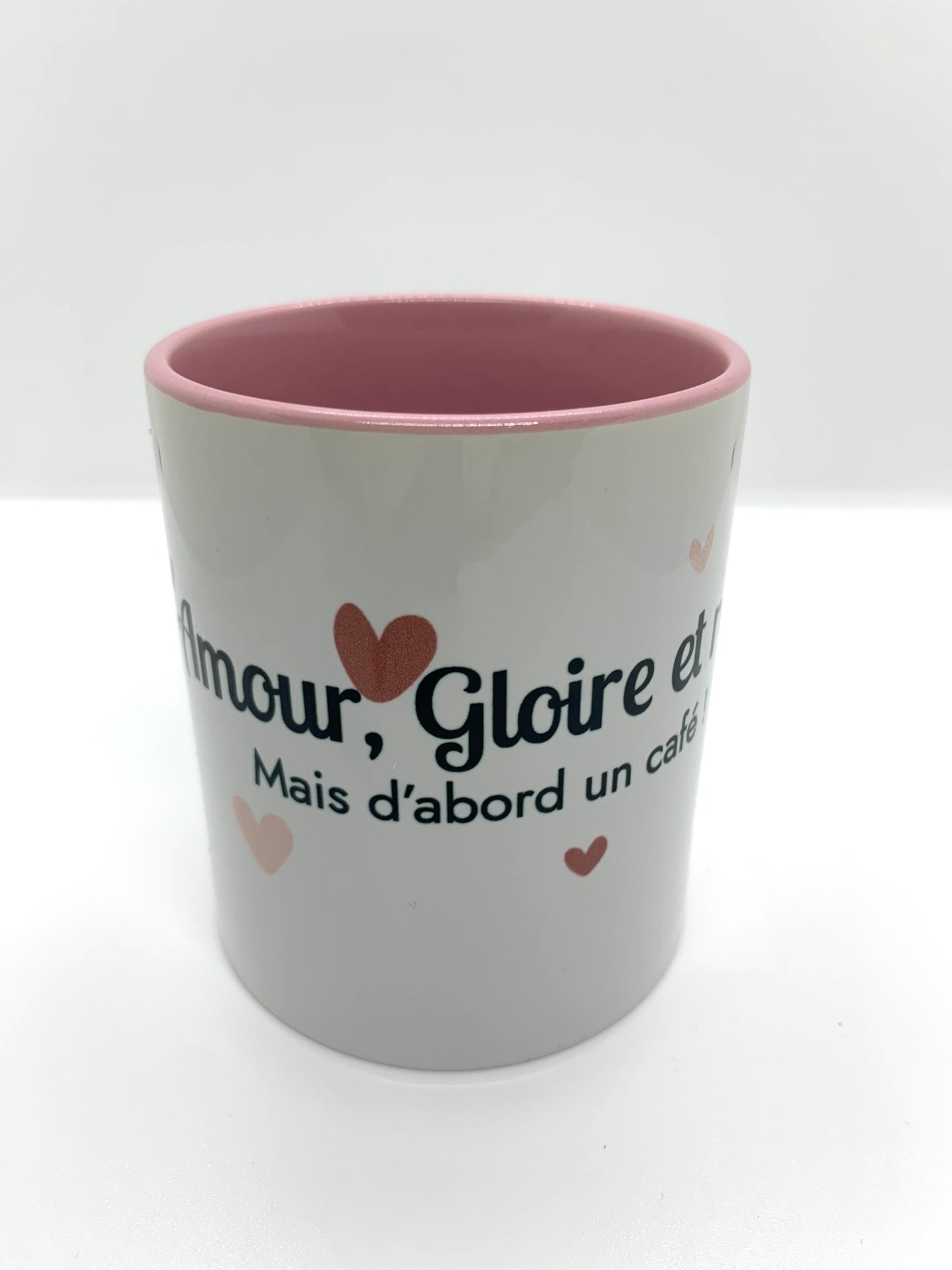 Mug « Amour, Gloire et rosé… mais d’abord un café »