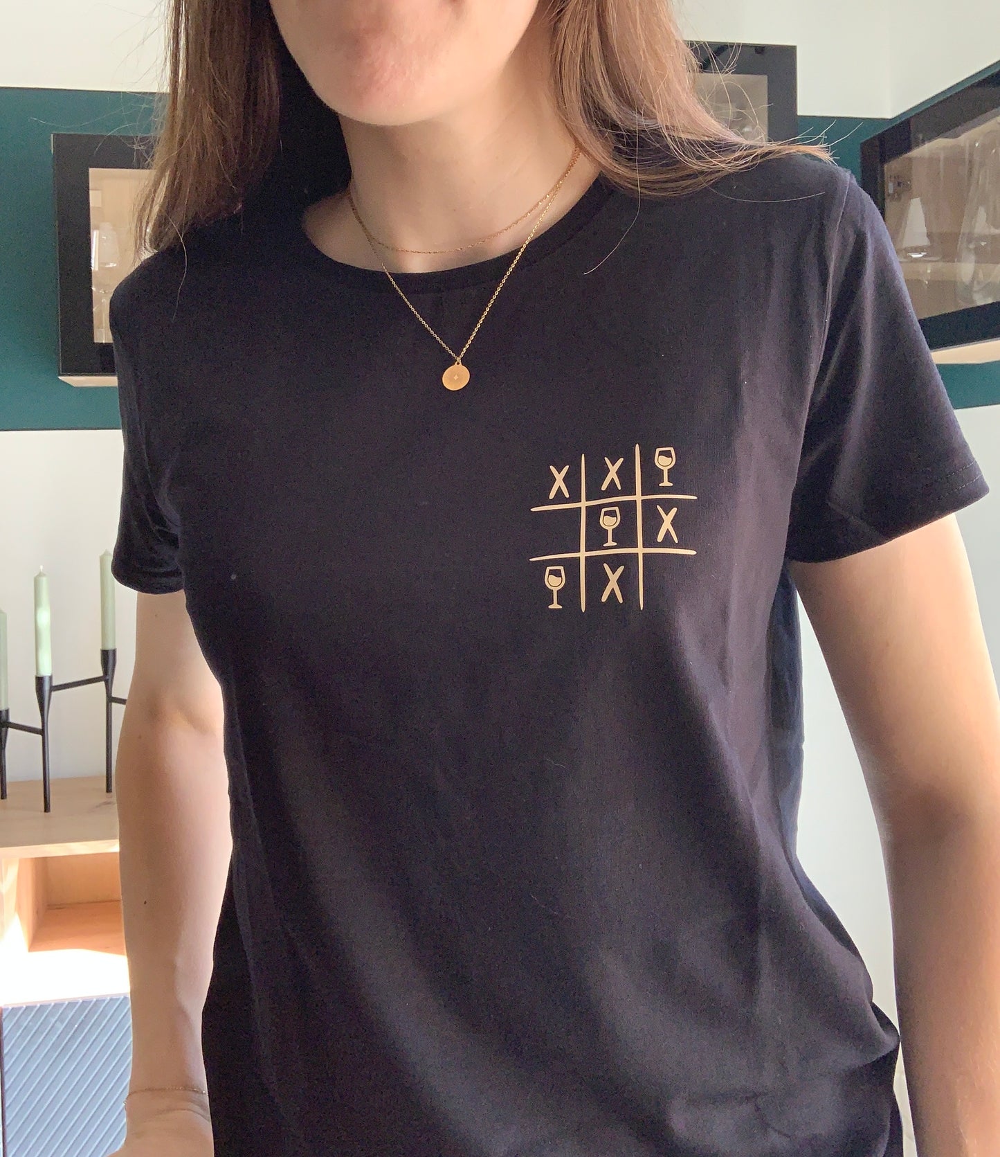 T-shirt noir femme « Tic Tac Toe »