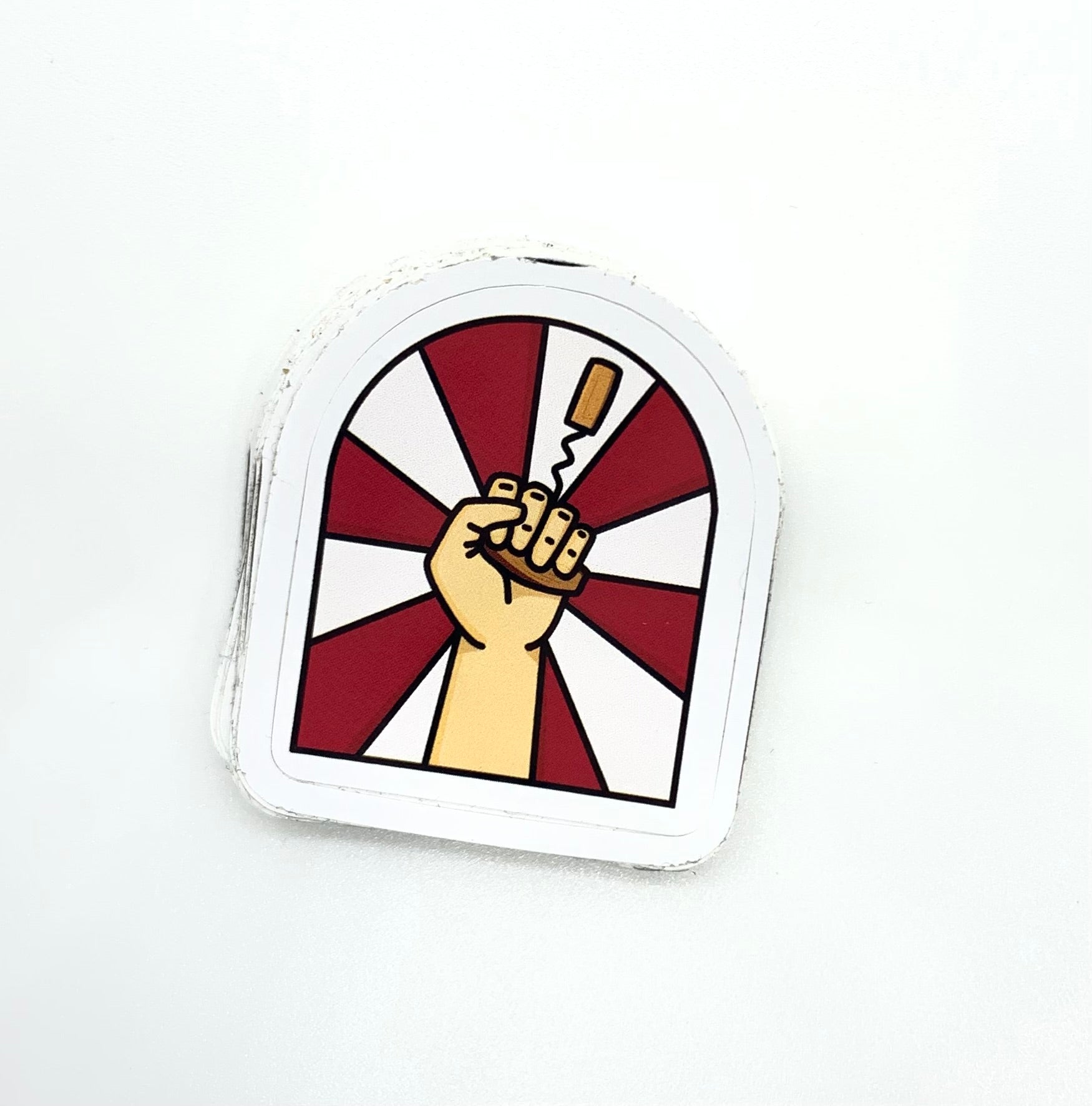 Illustration d’une main brandissant un tire-bouchon comme une victoire.